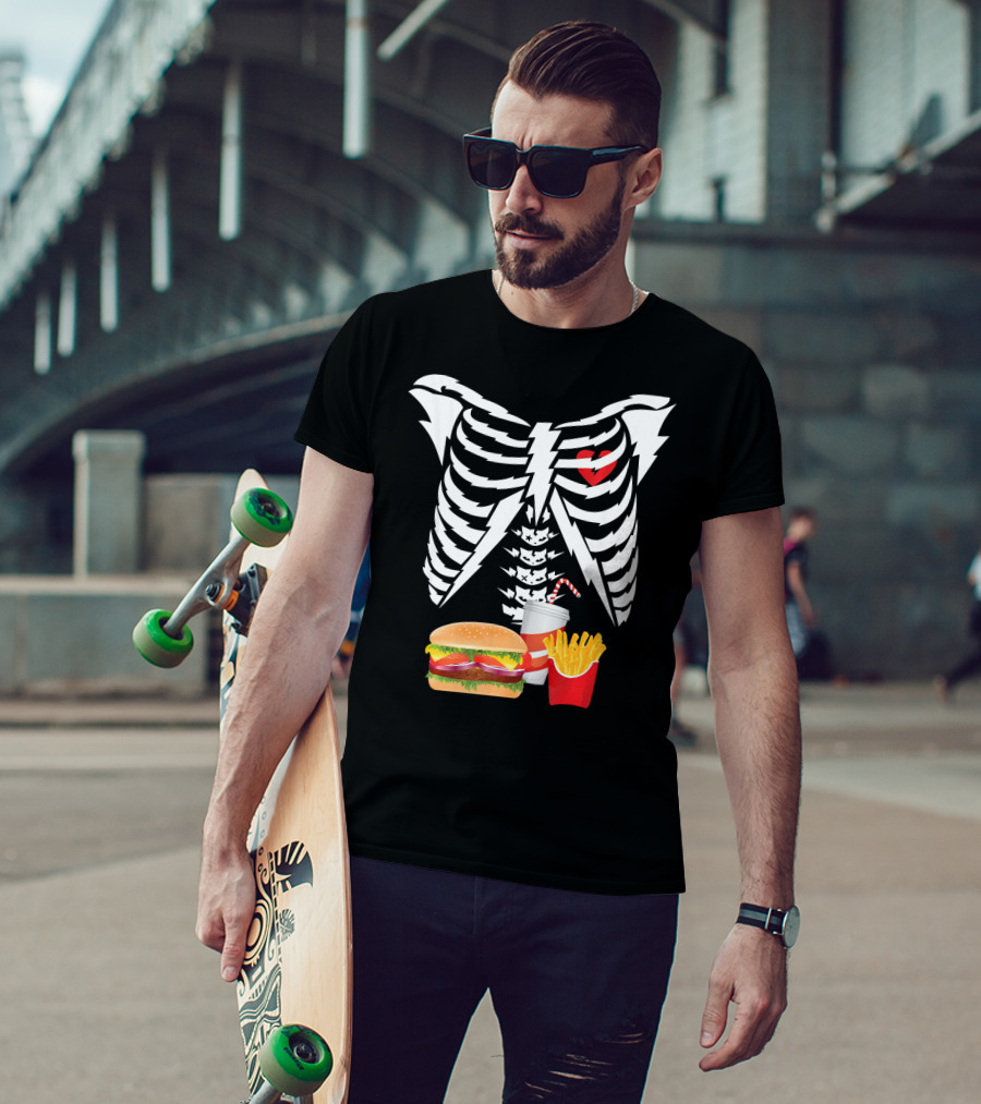 Xray Skeleton Rib Cage Burger Fries Drink Combo T-Shirt