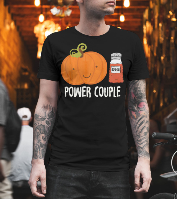 Pumpkin Spice Power Couple Cute Smiling Pumpkin with Spice Jar T-Shirt Pumpkin Spice Power Couple Cute Smiling Pumpkin with Spice Jar T-Shirt