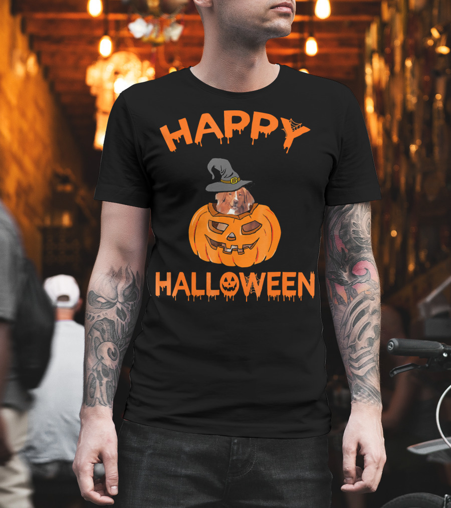Happy Halloween Nova Scotia Duck Tolling Retriever Pumpkin T-Shirt