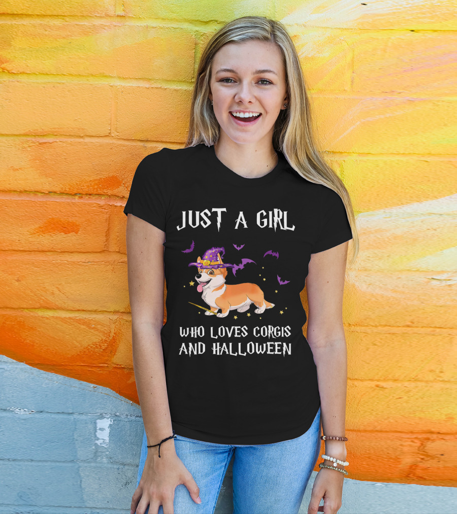 Just A Girl Who Loves Corgis And Halloween T-Shirt