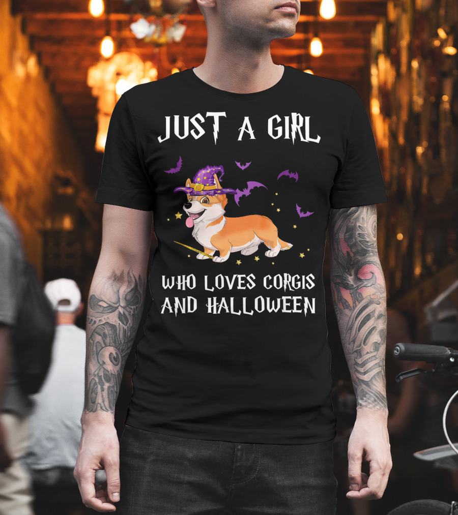 Just a Girl Who Loves Corgis and Halloween T-Shirt
