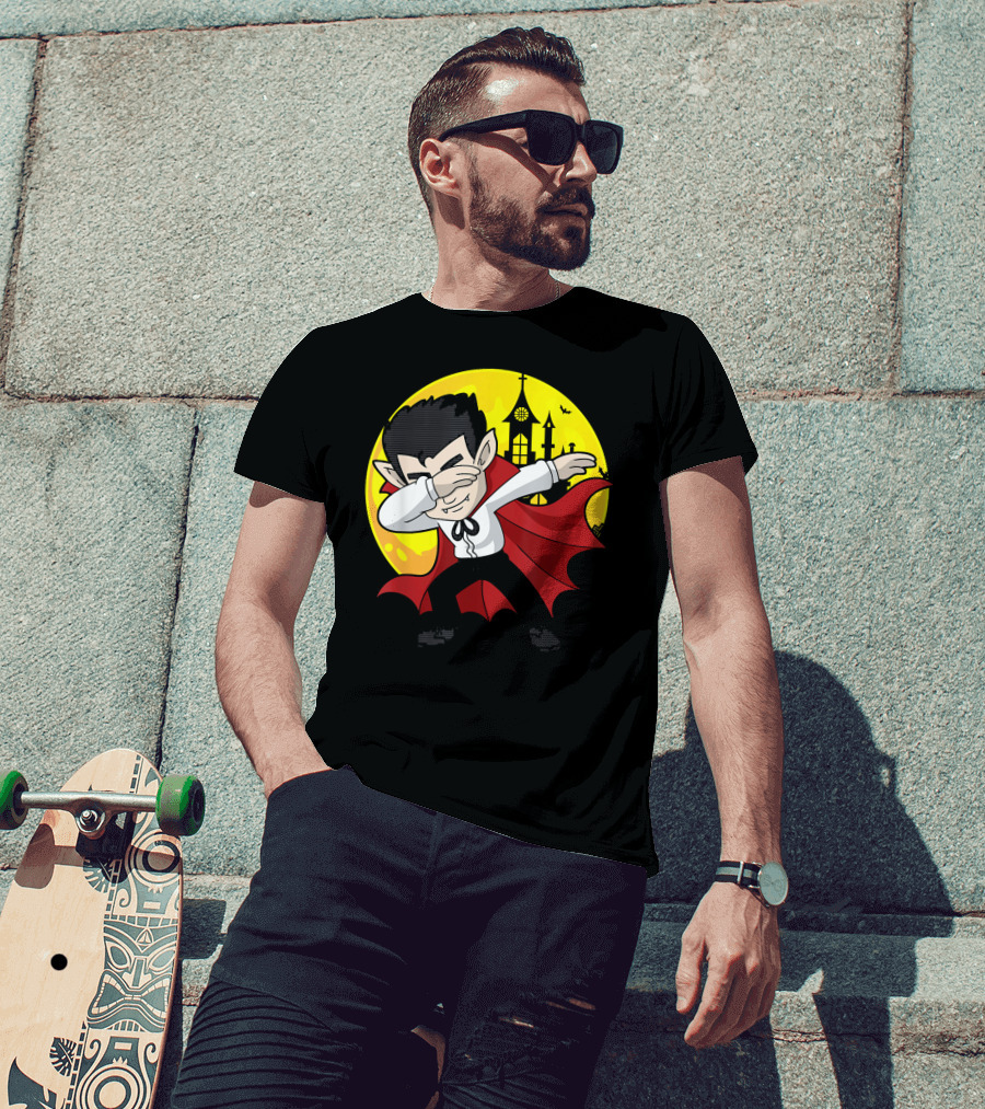 Vampire Dabbing Halloween Costume Dab Moon Castle T-Shirt