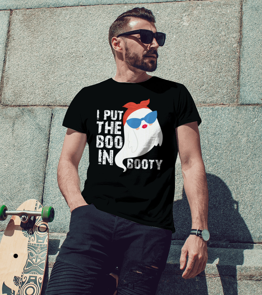 I Put The Boo In Booty Ghost With Sunglasses And Red Bandana T-Shirt