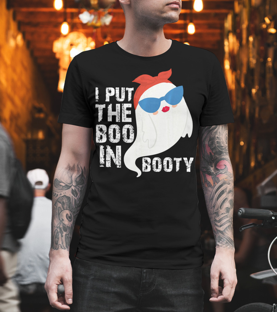 I Put the Boo in Booty Ghost with Sunglasses and Red Bandana T-Shirt
