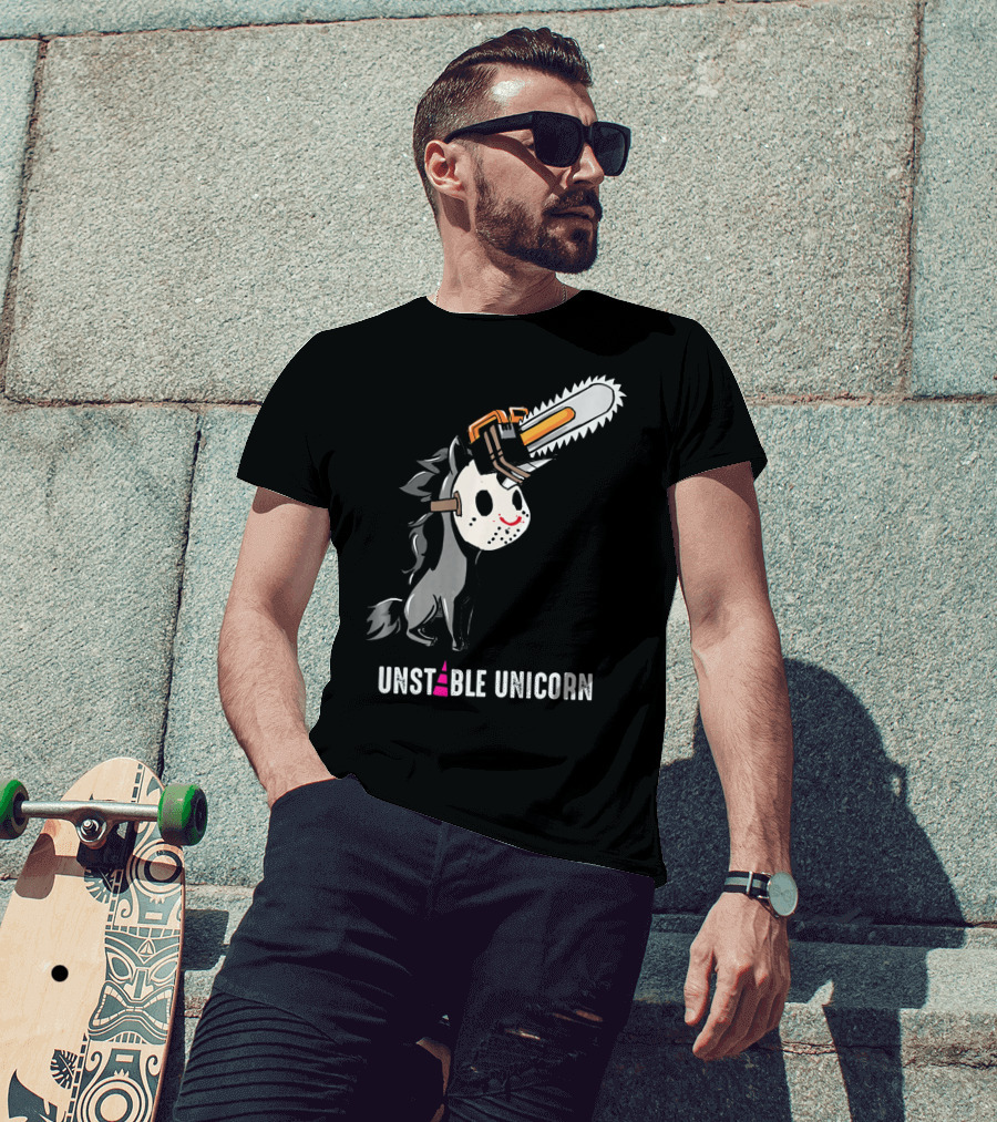 UNSTABLE UNICORN Chainsaw Halloween Masquerade T-Shirt