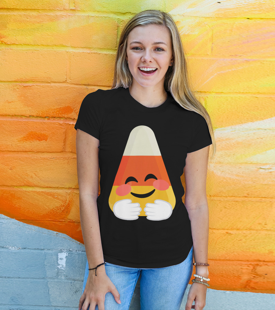 Candy Corn Emoji Hugs Embrace T-Shirt