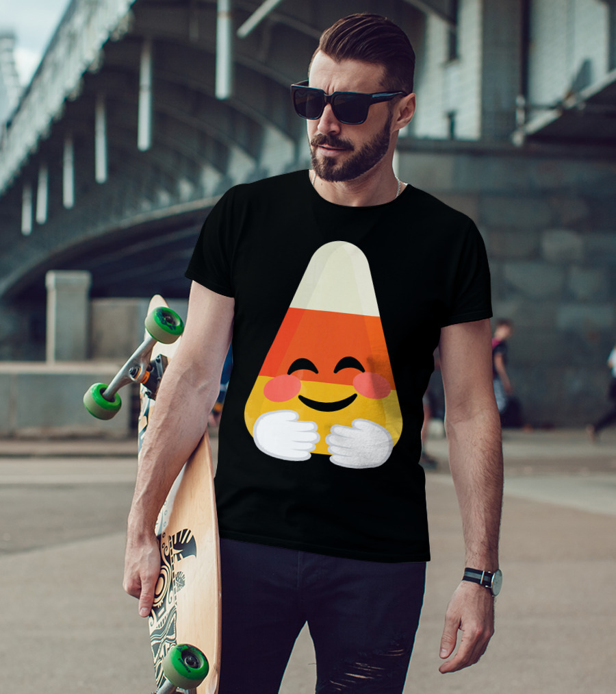 Candy Corn Emoji Hugs Embrace T-Shirt