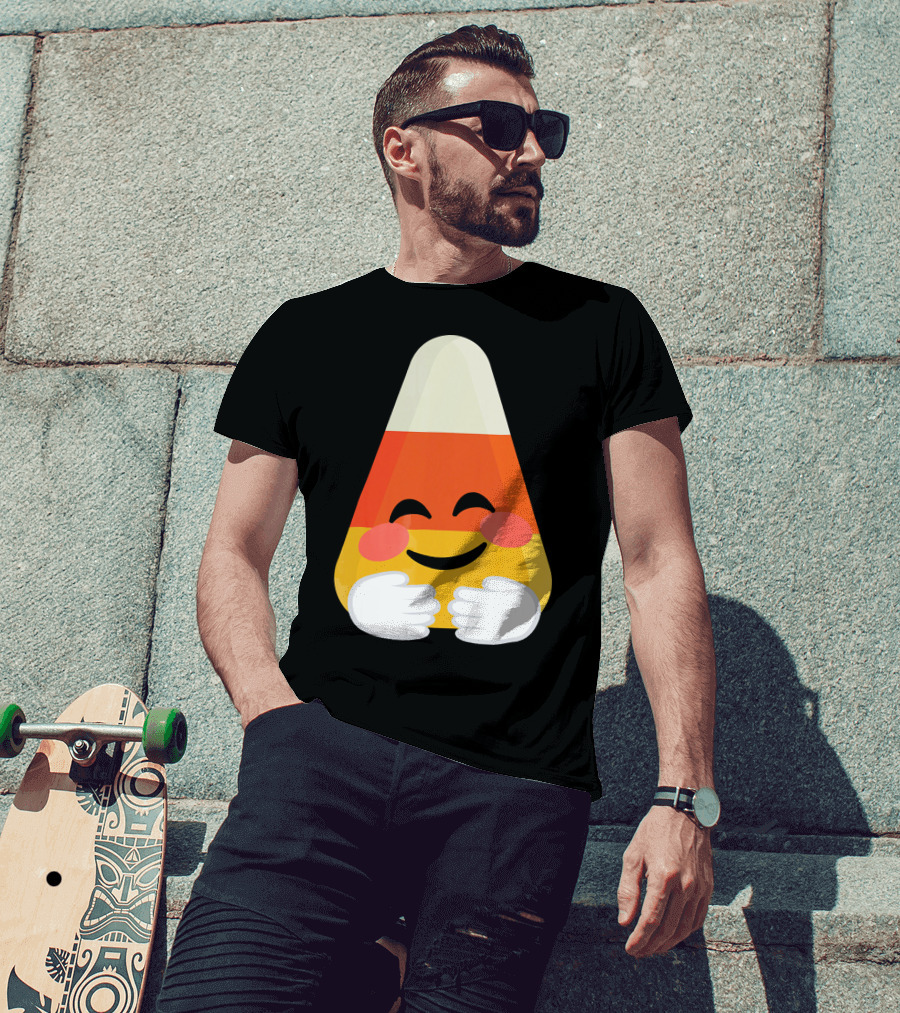 Candy Corn Emoji Hugs Embrace T-Shirt