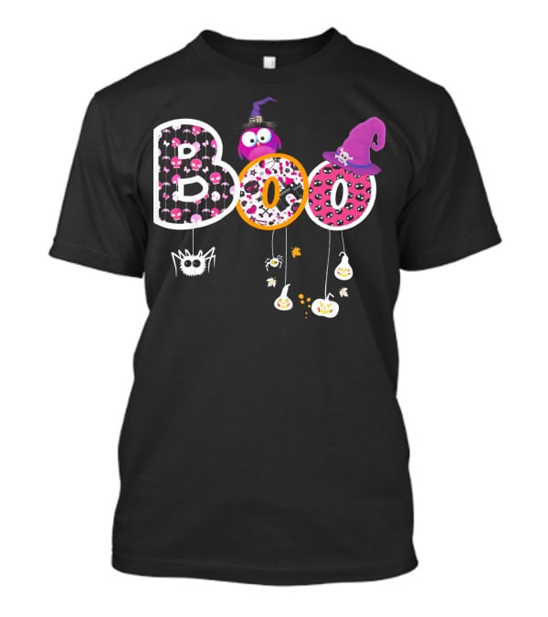 Boo Halloween Ghosts Spiders Witch Hats Funny Faces T-Shirt