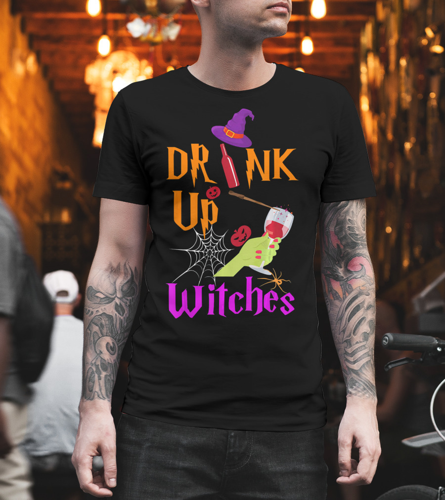 Drink Up Witches Halloween Costume Wine Dark Vibe T-Shirt