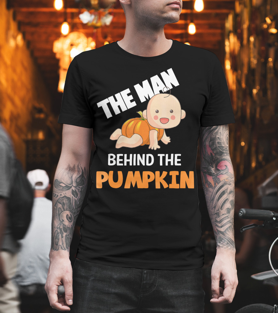 The Man Behind the Pumpkin Halloween Baby Costume Humor T-Shirt
