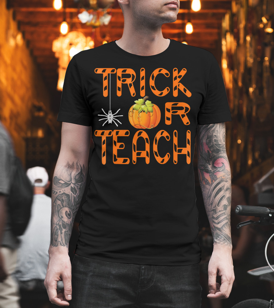 Halloween Trick or Teach Pumpkin and Spider T-Shirt