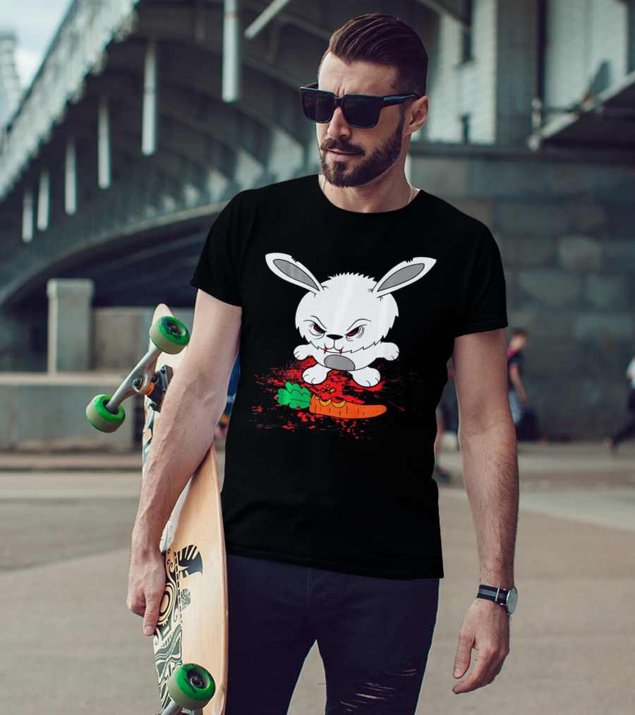 Funny Halloween Scary Zombie Rabbit Bunny With Carrot T-Shirt