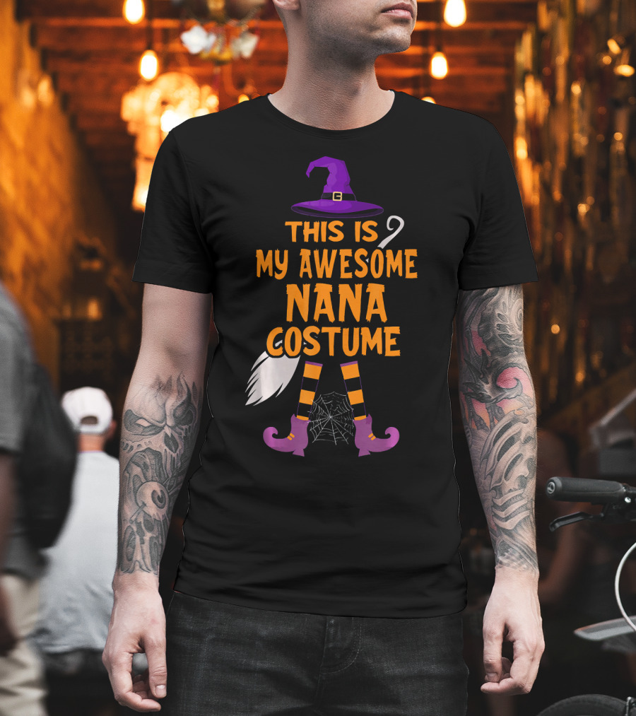 This Is My Awesome Nana Costume Witch Hat Broom Spider Web T-Shirt