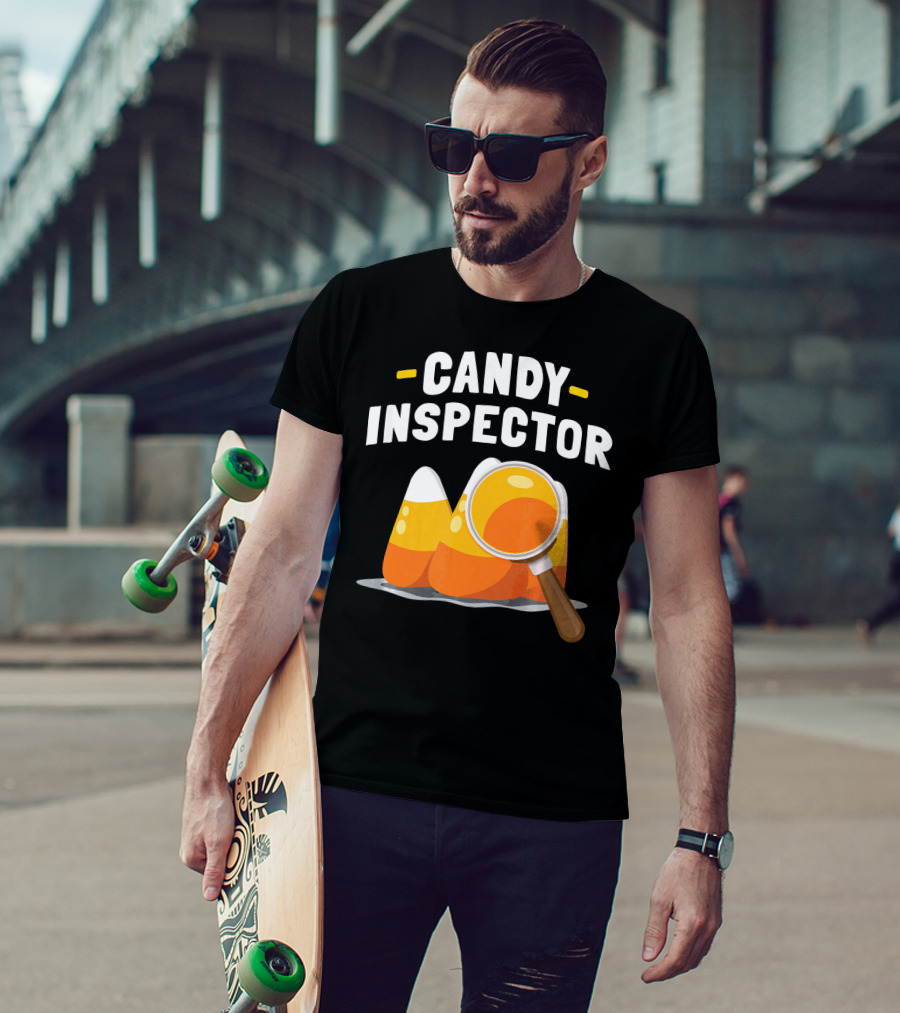 Candy Inspector Halloween Trick Or Treating Candy Corn T-Shirt