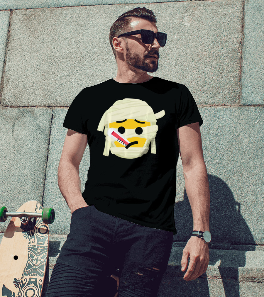 Mummy Emoji Feeling Sick With Thermometer Fever Face T-Shirt