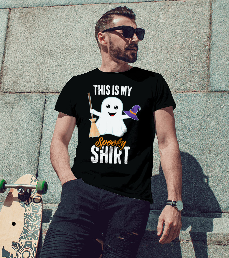 This Is My Spooky Ghost With Witch Hat And Broom T-Shirt