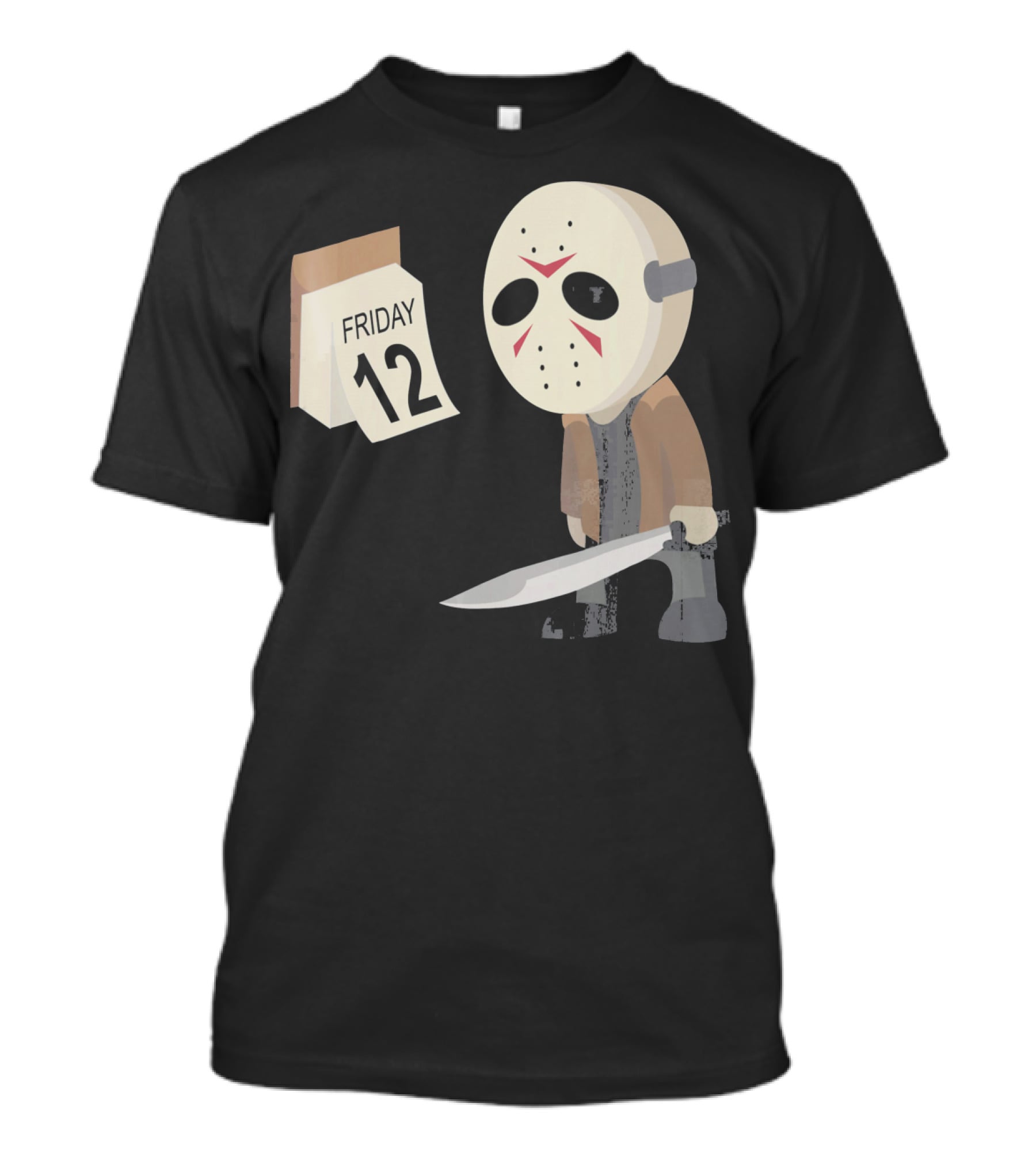 Friday 12th Funny Halloween Horror Graph Calendar Mask Character T-Shirt