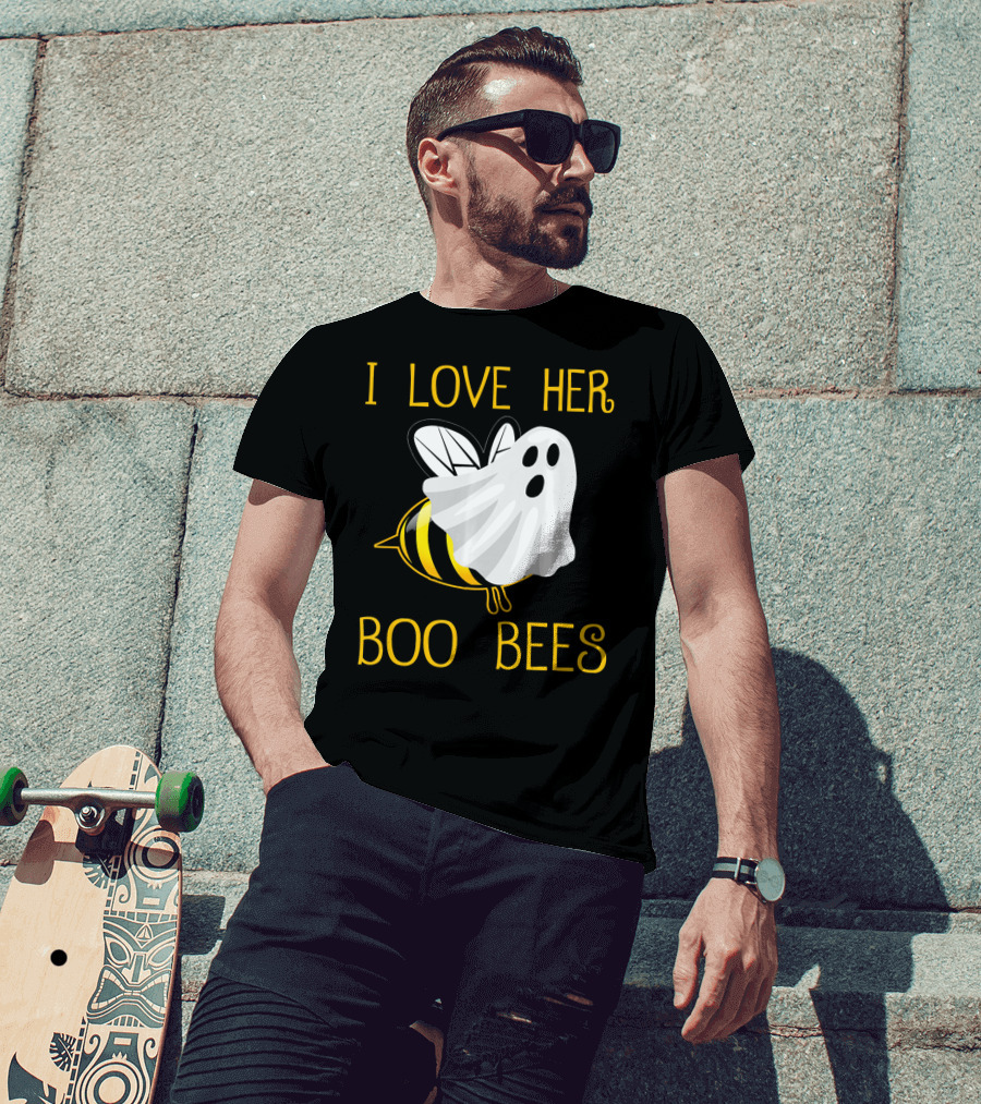 I Love Her Boo Bees Halloween Couple T-Shirt