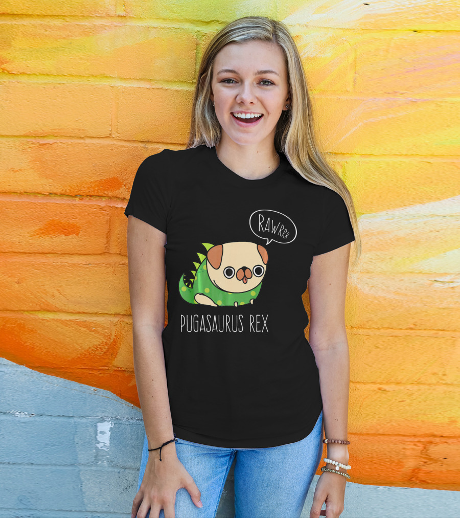 Pugasaurus Rex Rawrrr Pug Halloween Dog Costume T-Shirt