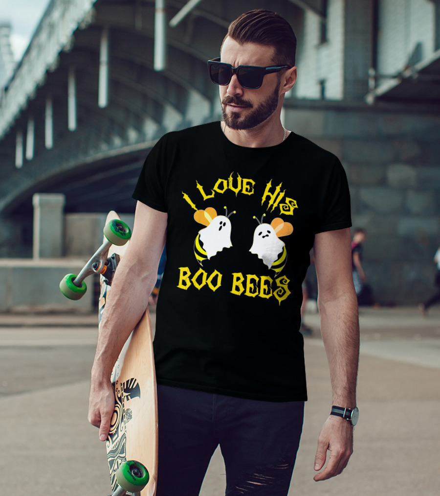 I Love His Boo Bees Ghost Bees Halloween Humor T-Shirt