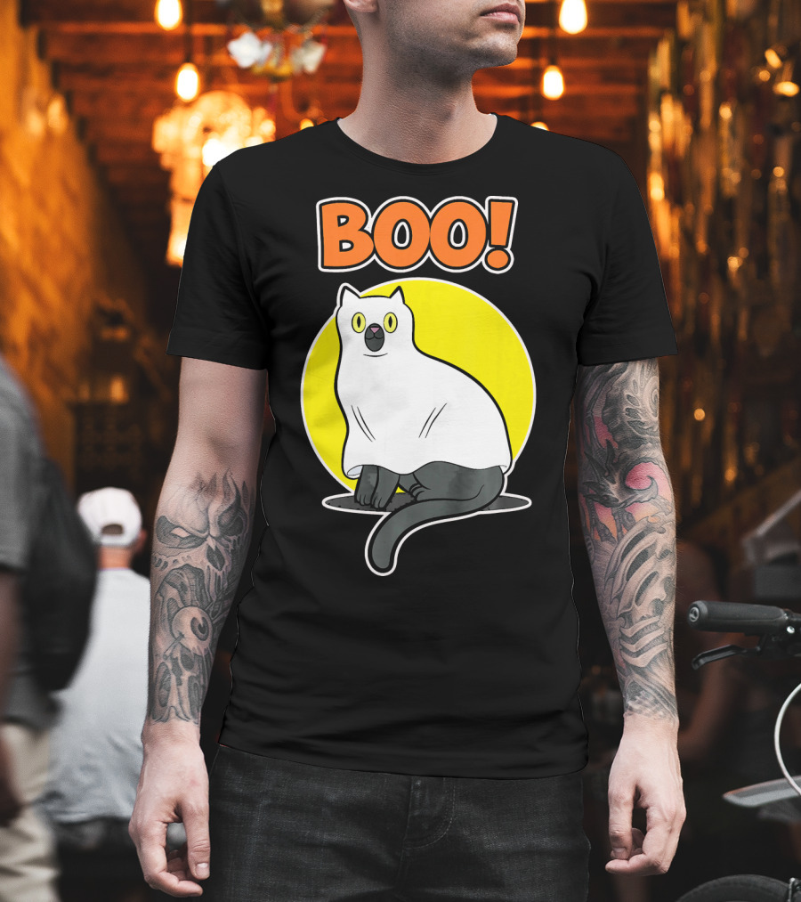 Boo Cat Ghost Halloween Party Fun T-Shirt