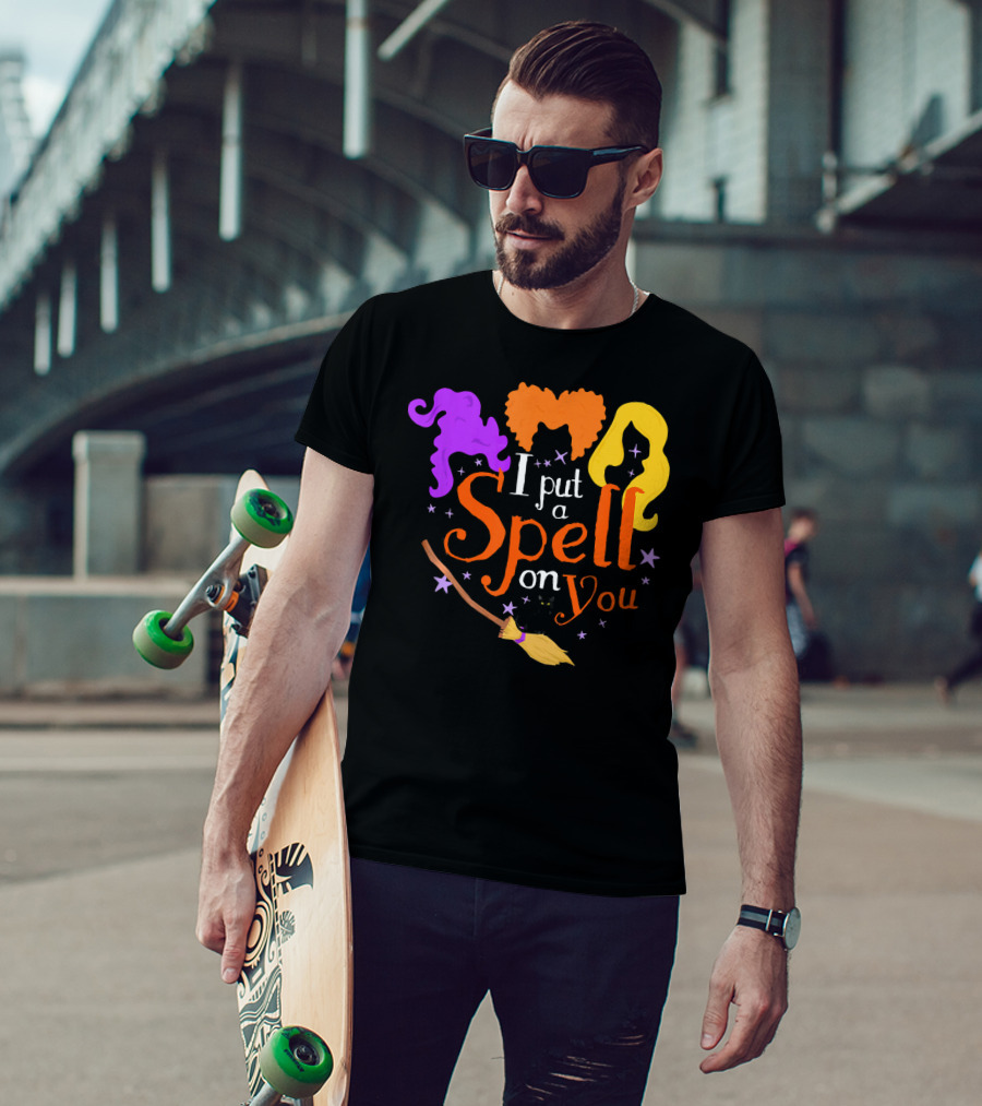I Put A Spell On You Witch Sisters Magical Broom Hair Trio T-Shirt