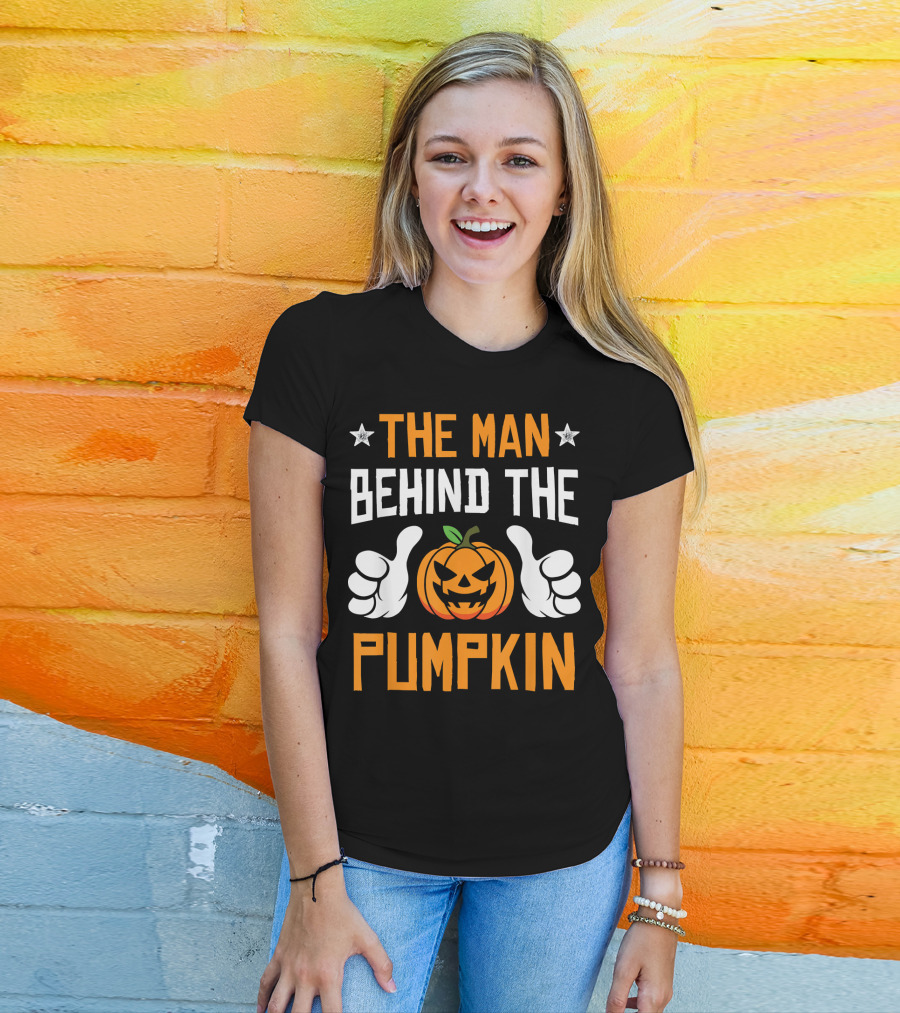 The Man Behind The Pumpkin Halloween Funny Mens T-Shirt
