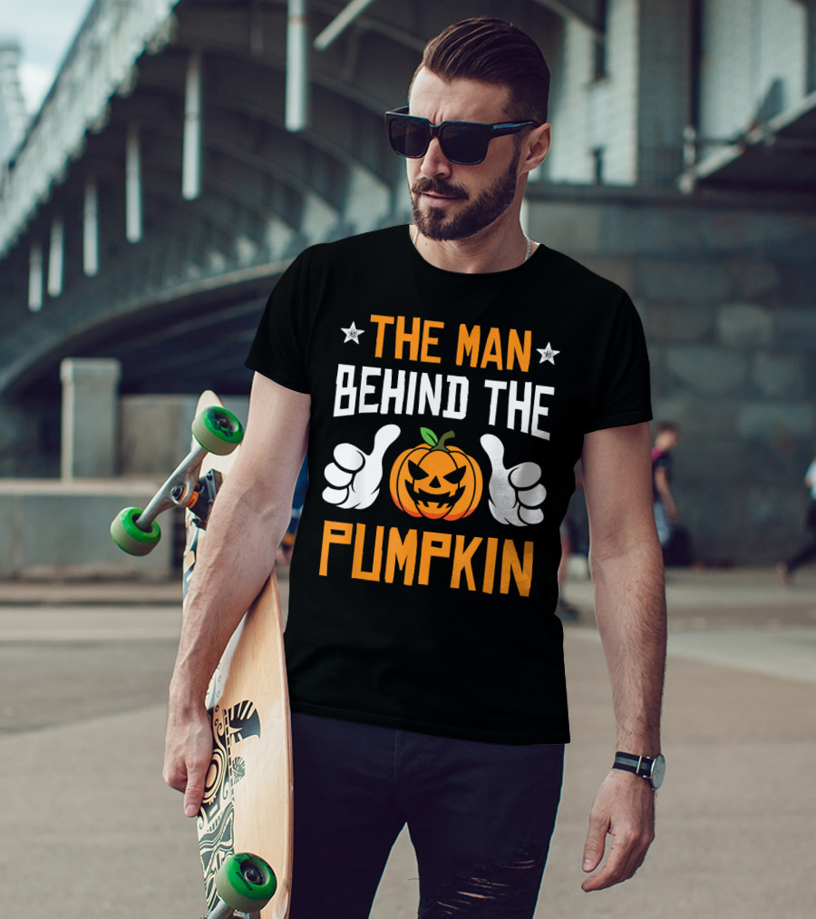 The Man Behind The Pumpkin Halloween Funny Mens T-Shirt