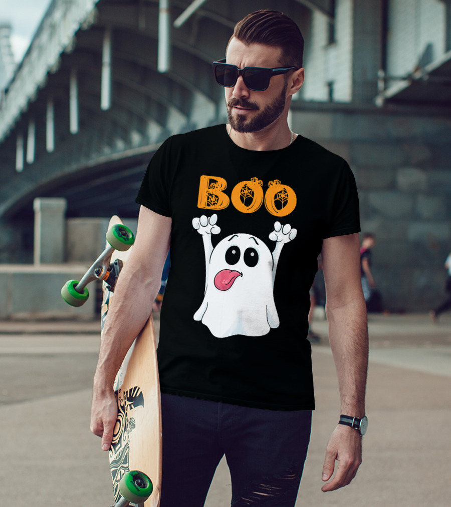 Boo Silly Ghost With Pumpkin Lettering T-Shirt
