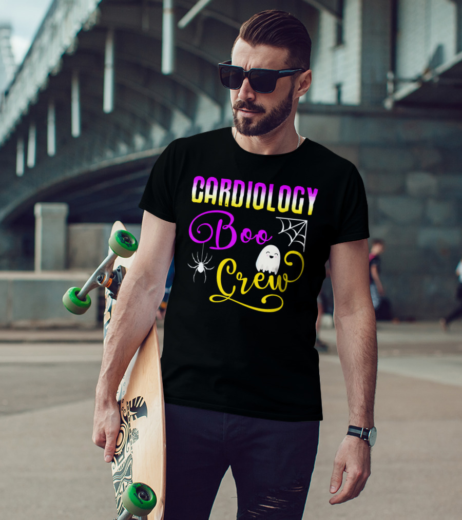 Cardiology Boo Crew Halloween Ghost Spider Web T-Shirt