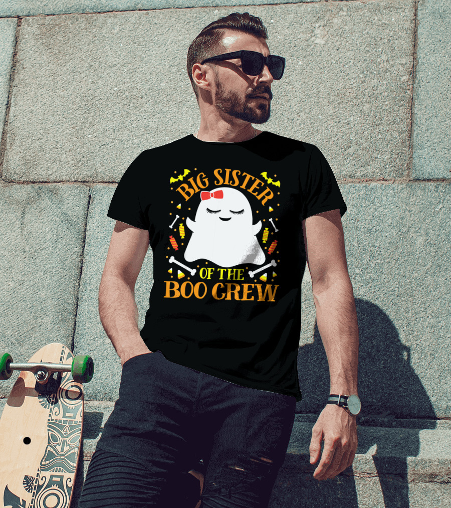 Big Sister Of The Boo Crew Ghost With Candy And Bones T-Shirt