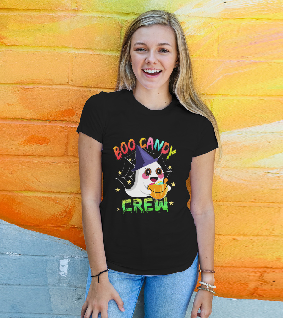 Boo Candy Crew Ghost Halloween Basket Stars Hat T-Shirt