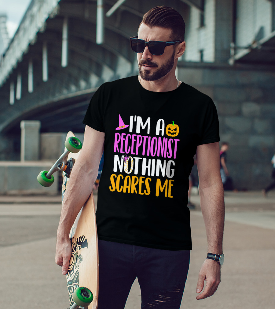 I'm A Receptionist Nothing Scares Me Halloween Pumpkin Hat T-Shirt