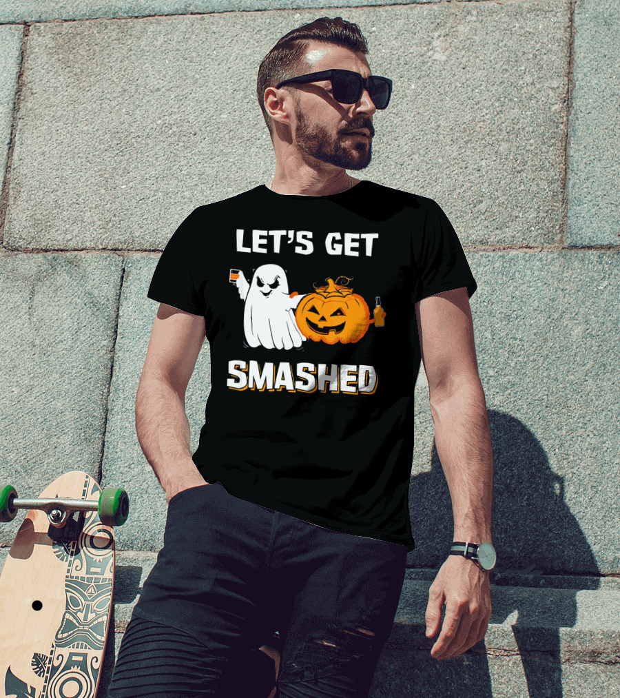 Let's Get Smashed Ghost Pumpkin Drinking T-Shirt