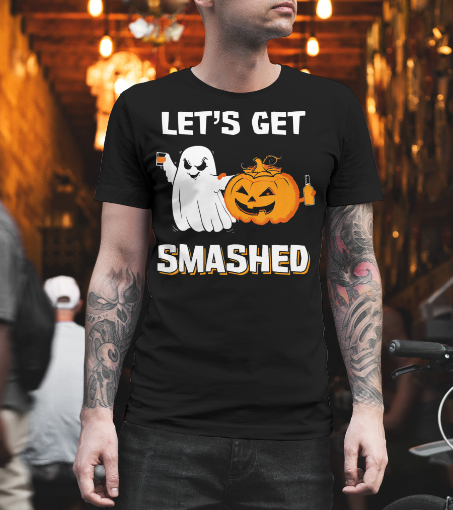 Let's Get Smashed Ghost Pumpkin Drinking T-Shirt