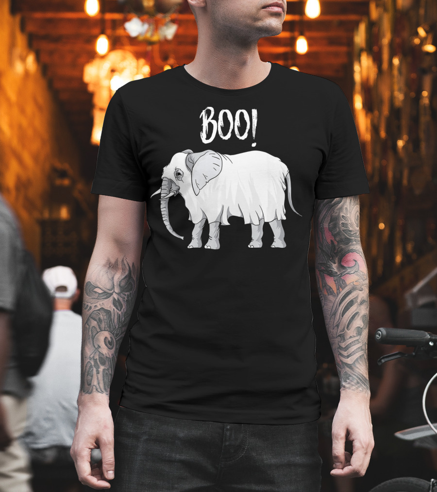 BOO Funny Ghost Grey Elephant Costume T-Shirt