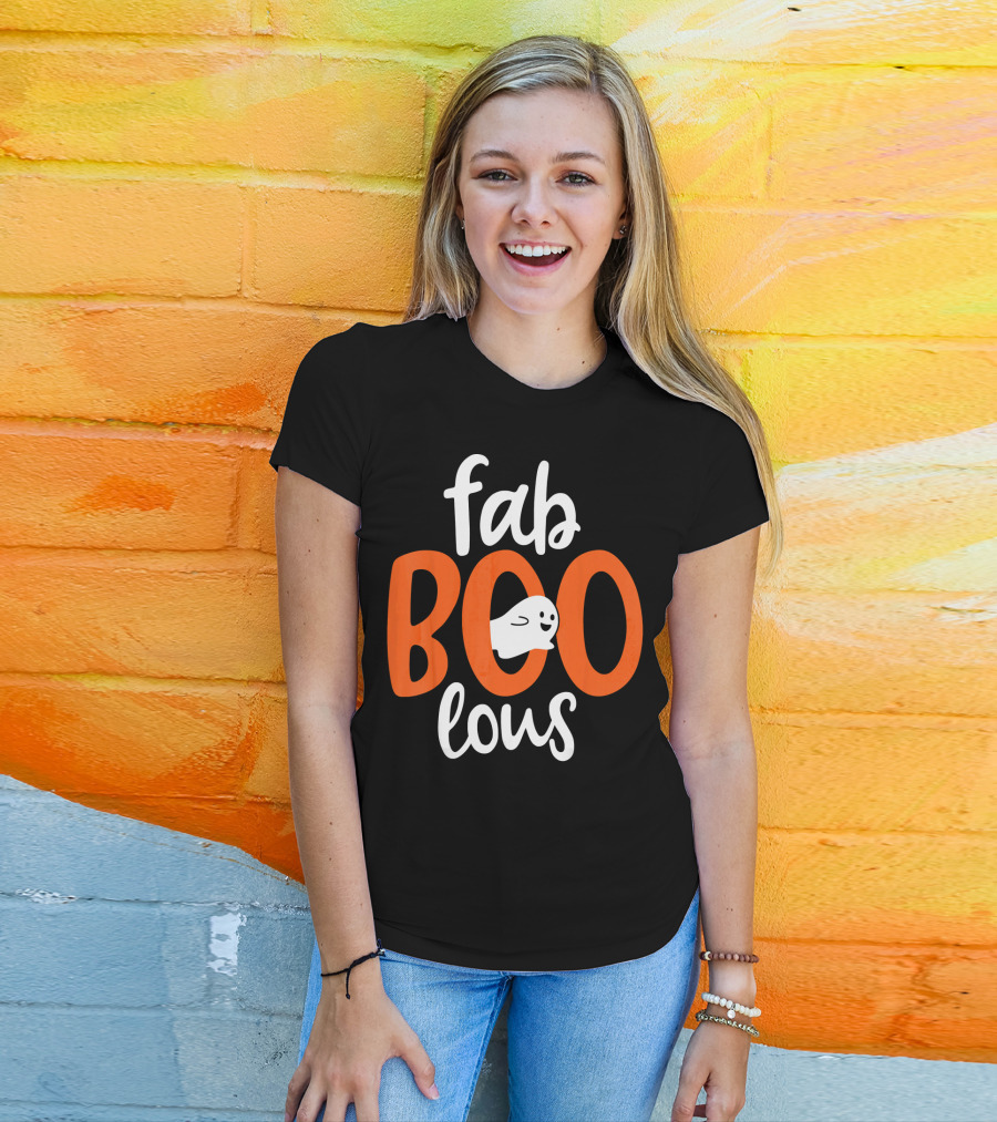 Fab BOO Lous Funny Fabulous Halloween Cel Ghost Image T-Shirt