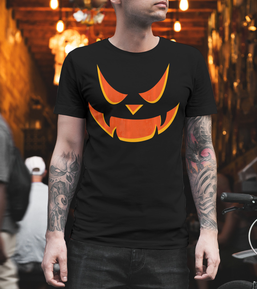 Scary Pumpkin Face Jack O Lantern Halloween T-Shirt