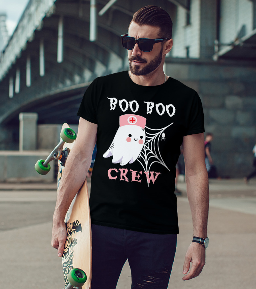 Boo Boo Crew Nurse Ghost With Web And Spider T-Shirt