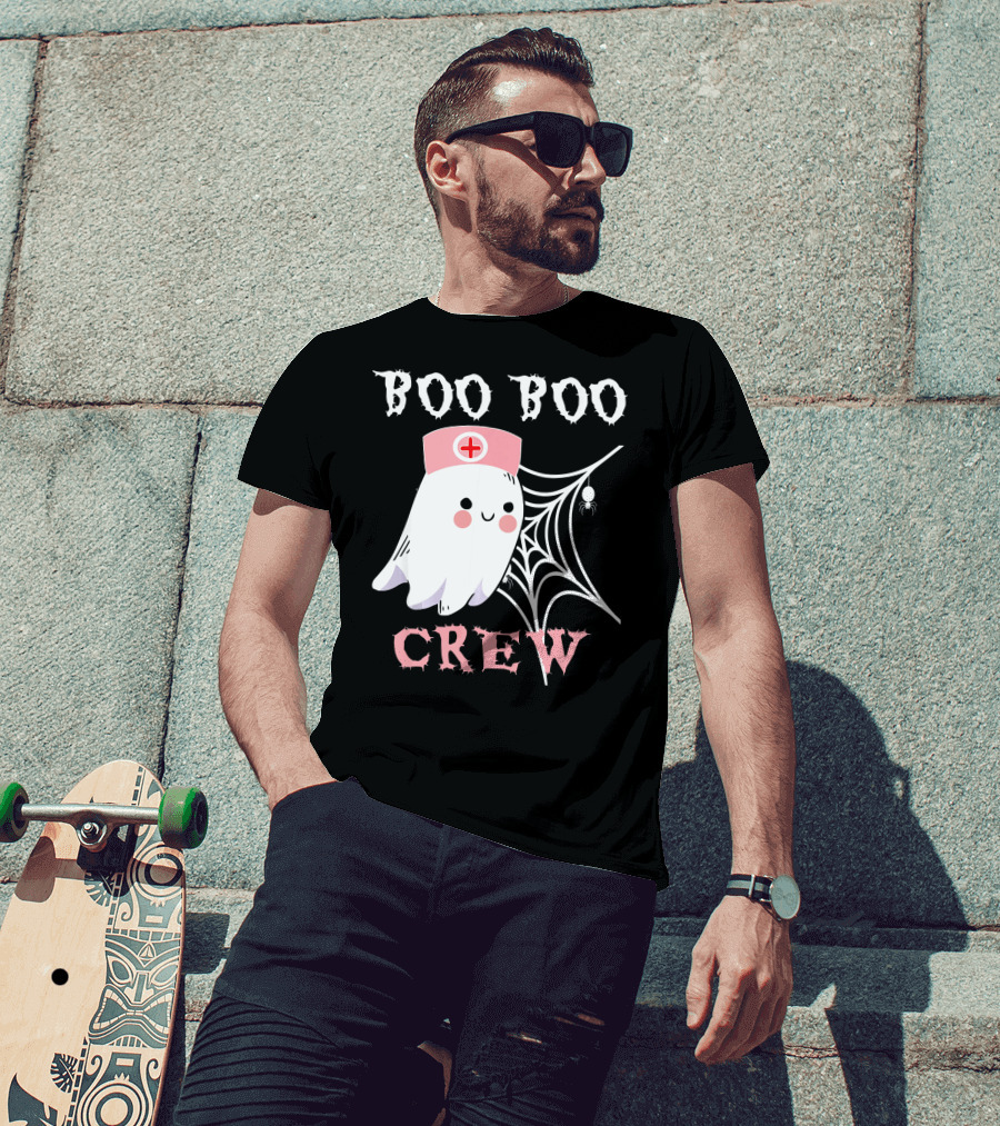 Boo Boo Crew Nurse Ghost With Web And Spider T-Shirt