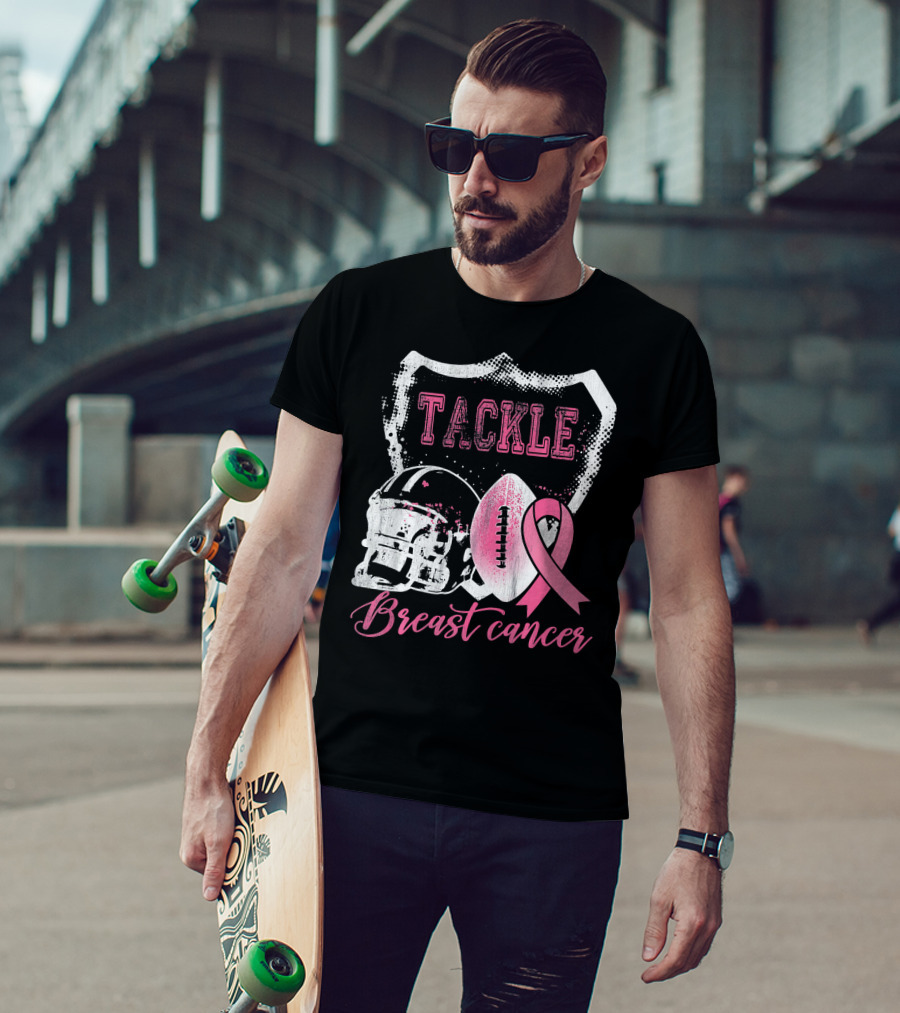 Tackle Breast Cancer Football Survivorship Awareness T-Shirt