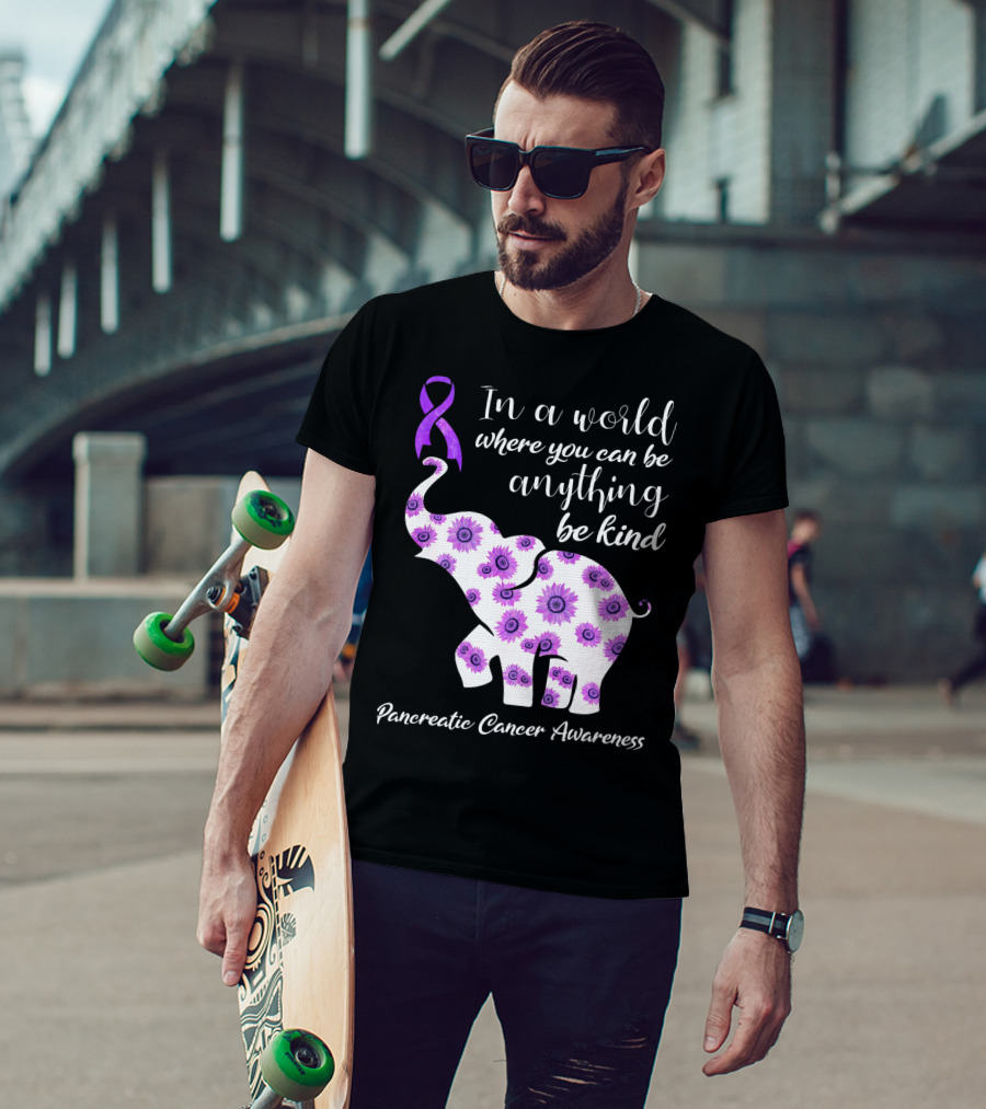 In A World Where You Can Be Anything Be Kind Pancreatic Cancer Awareness T-Shirt
