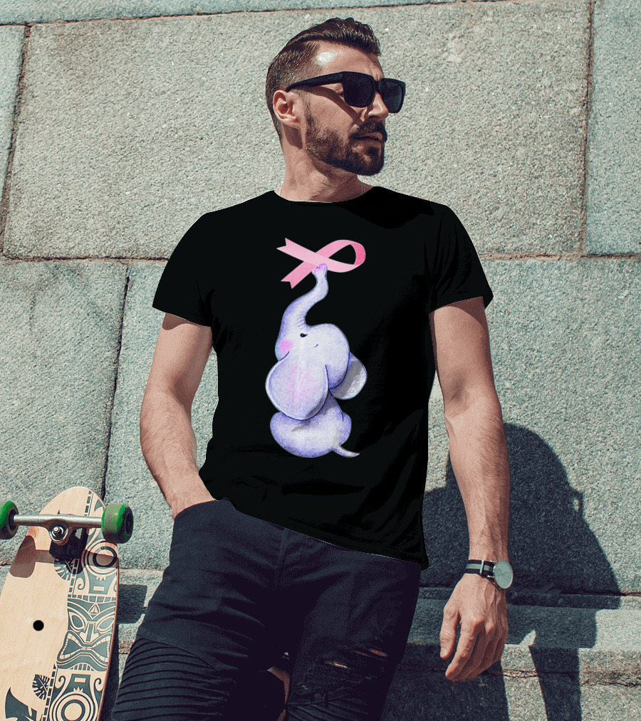 Breast Cancer Awareness Pink Ribbon Elephant T-Shirt