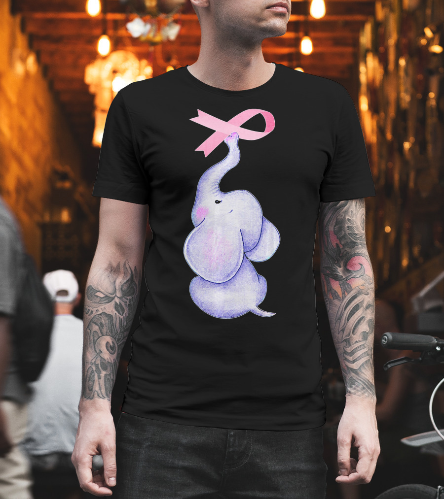 Breast Cancer Awareness Pink Ribbon Elephant T-Shirt