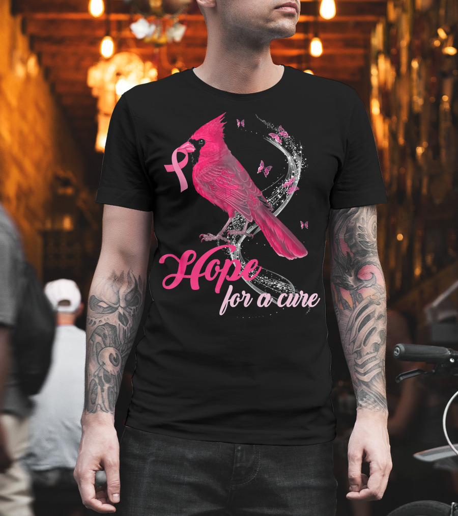 Hope For A Cure Breast Cancer Cardinal Bird T-Shirt