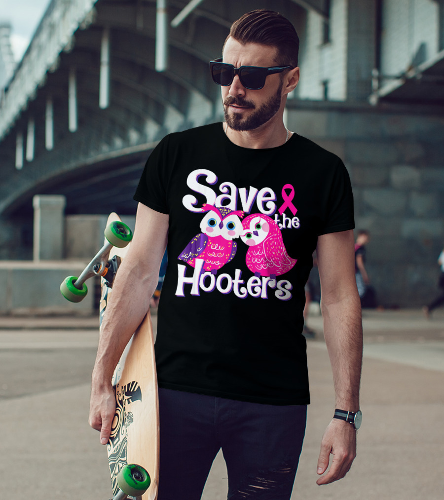 Save The Hooters Breast Cancer Awareness Owls And Pink T-Shirt