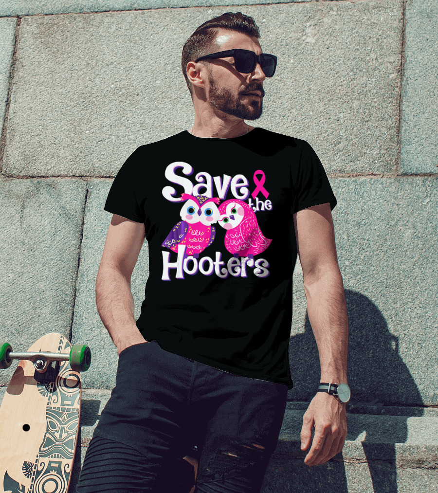 Save The Hooters Breast Cancer Awareness Owls And Pink T-Shirt