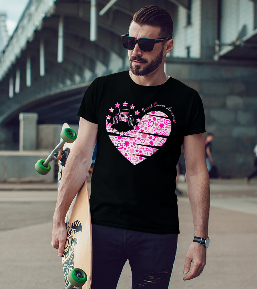Breast Cancer Awareness Jeep Heart T-Shirt