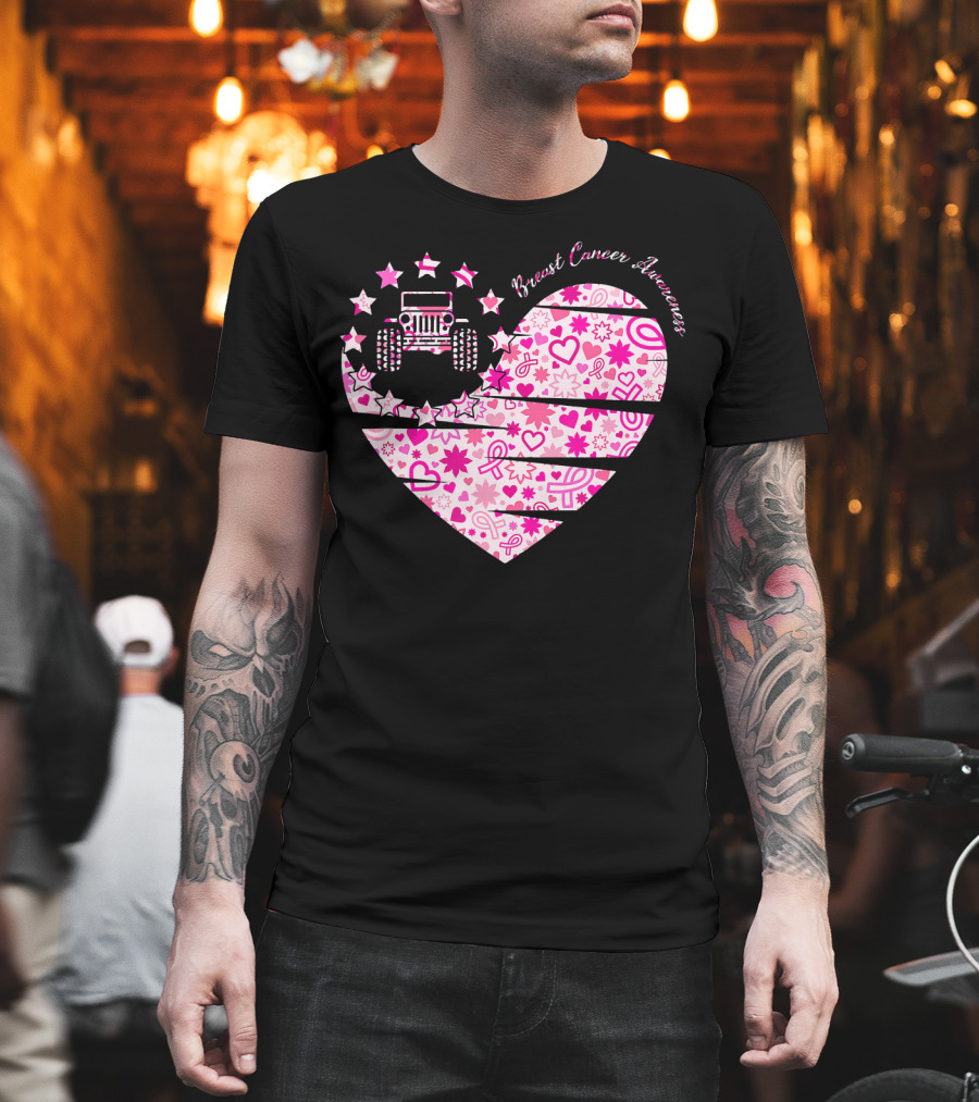 Breast Cancer Awareness Jeep Heart T-Shirt